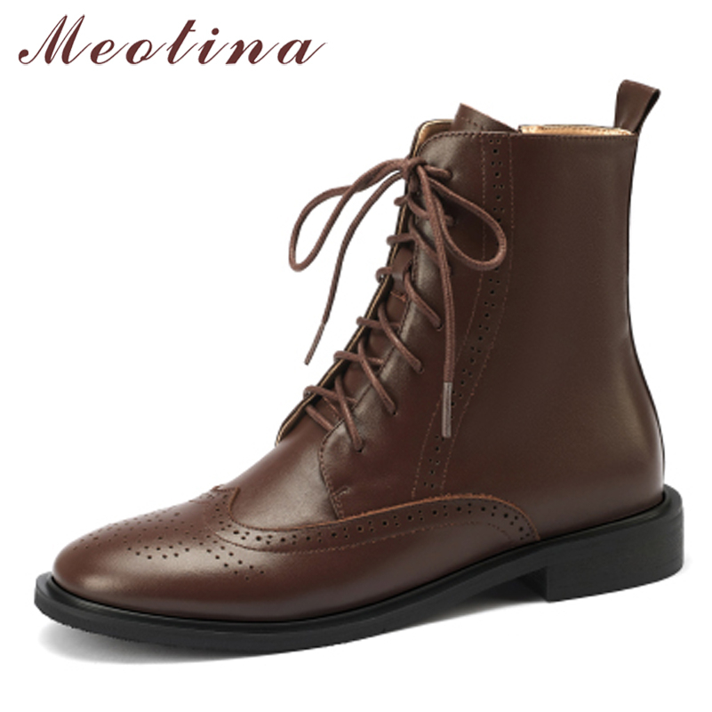 Women'S Shoes Size 40 In Us - Meotina Women Shoes Genuine Leather Motorcycle