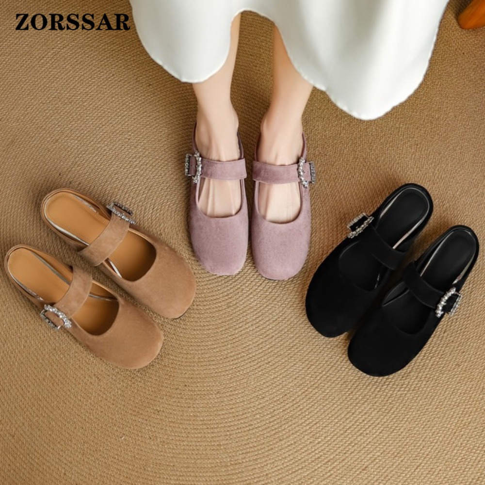 Kids Shoes Women - Women's Suede Flat Mary Jane Mules