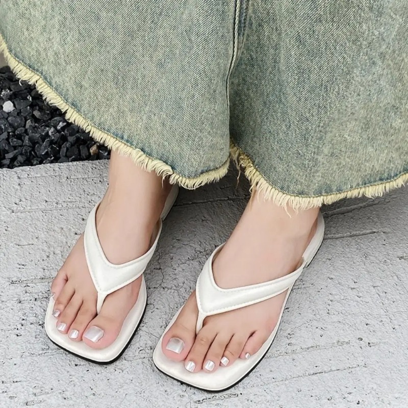 Women Solid Square Toe Flip Fl - Jelly Sandal Women review and price