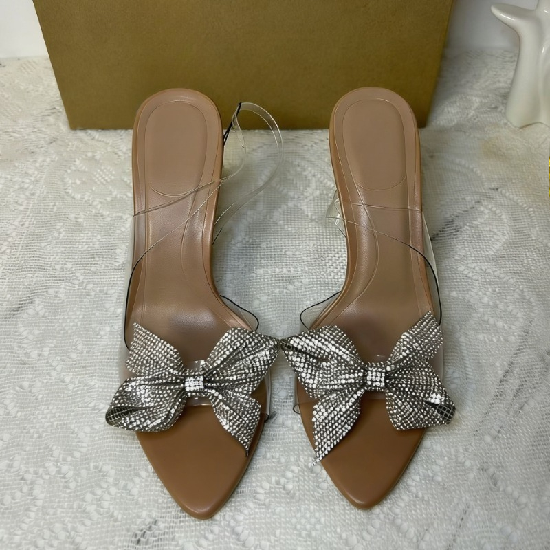 Clear PVC Rhinestone Bow Heels - Jelly Sandal Women review and price