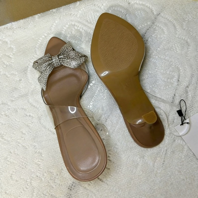 Clear PVC Rhinestone Bow Heels - Jelly Sandal Women review and price