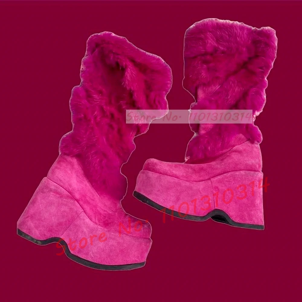 Hot Pink Thick-sole Furry Knee - Kids Shoes Women review and price