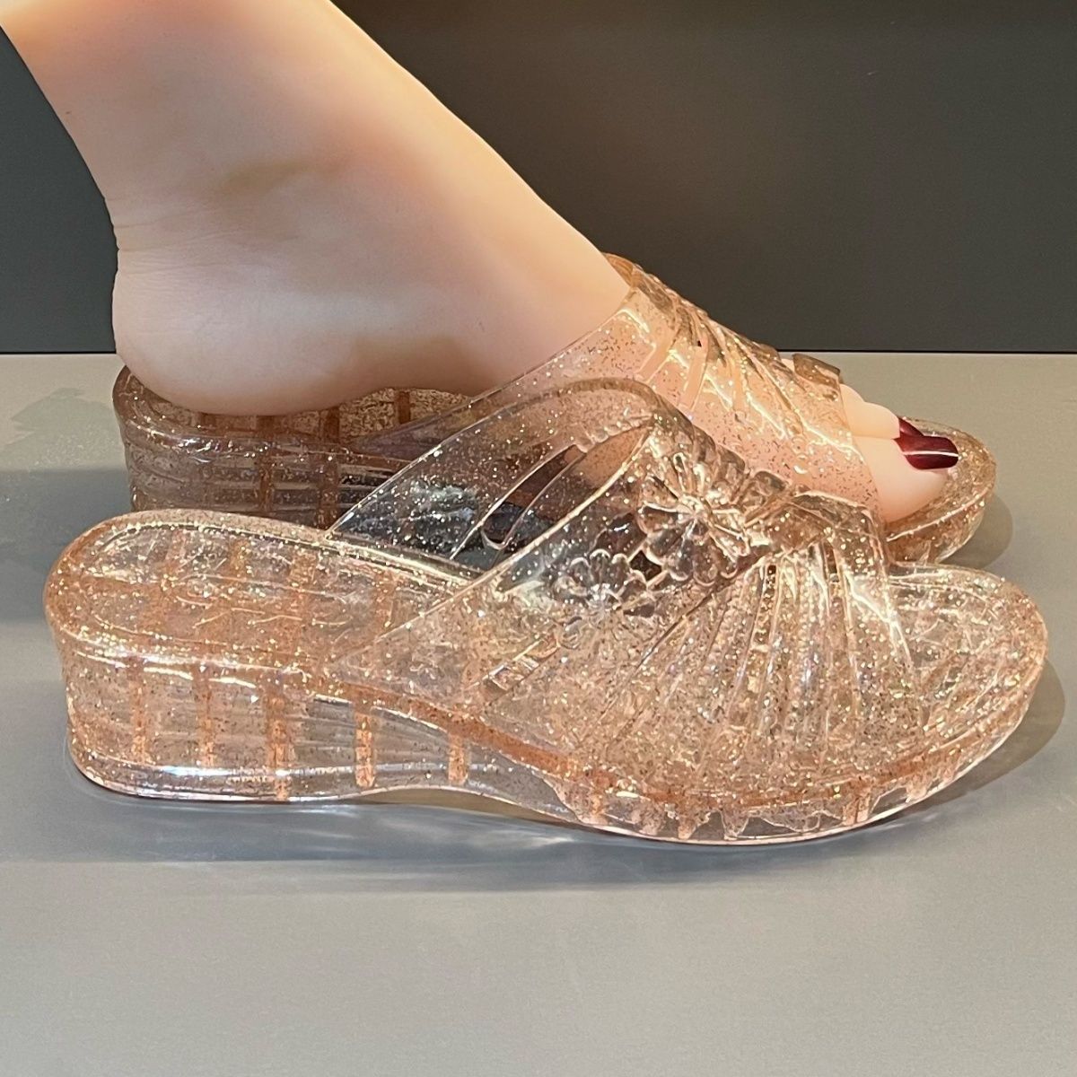 WFashion Purple Glitter Jelly  - Jelly Sandal Women review and price