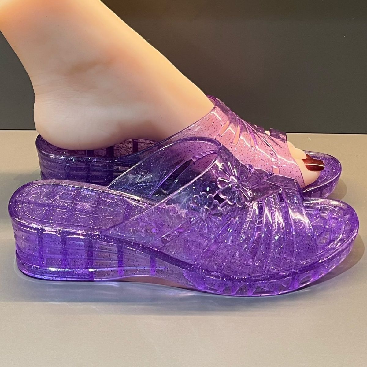 WFashion Purple Glitter Jelly  - Jelly Sandal Women review and price